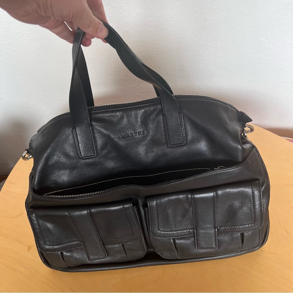 Lamarthe Paris Luxury Black Leather Convertible Shoulder Bag Handbag & Dust Bag